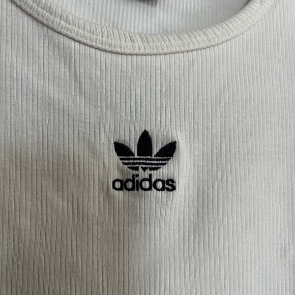 Adidas Cream Ribbed Crop Tank Top - Picture 2 of 5